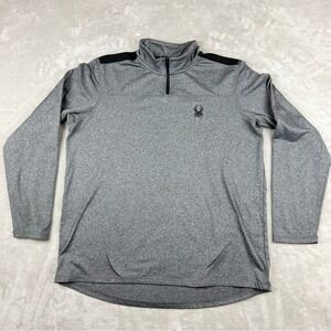Spyder Active Shirt Men M Gray 1/4 Zip Pullover Performance Stretch Golf Running